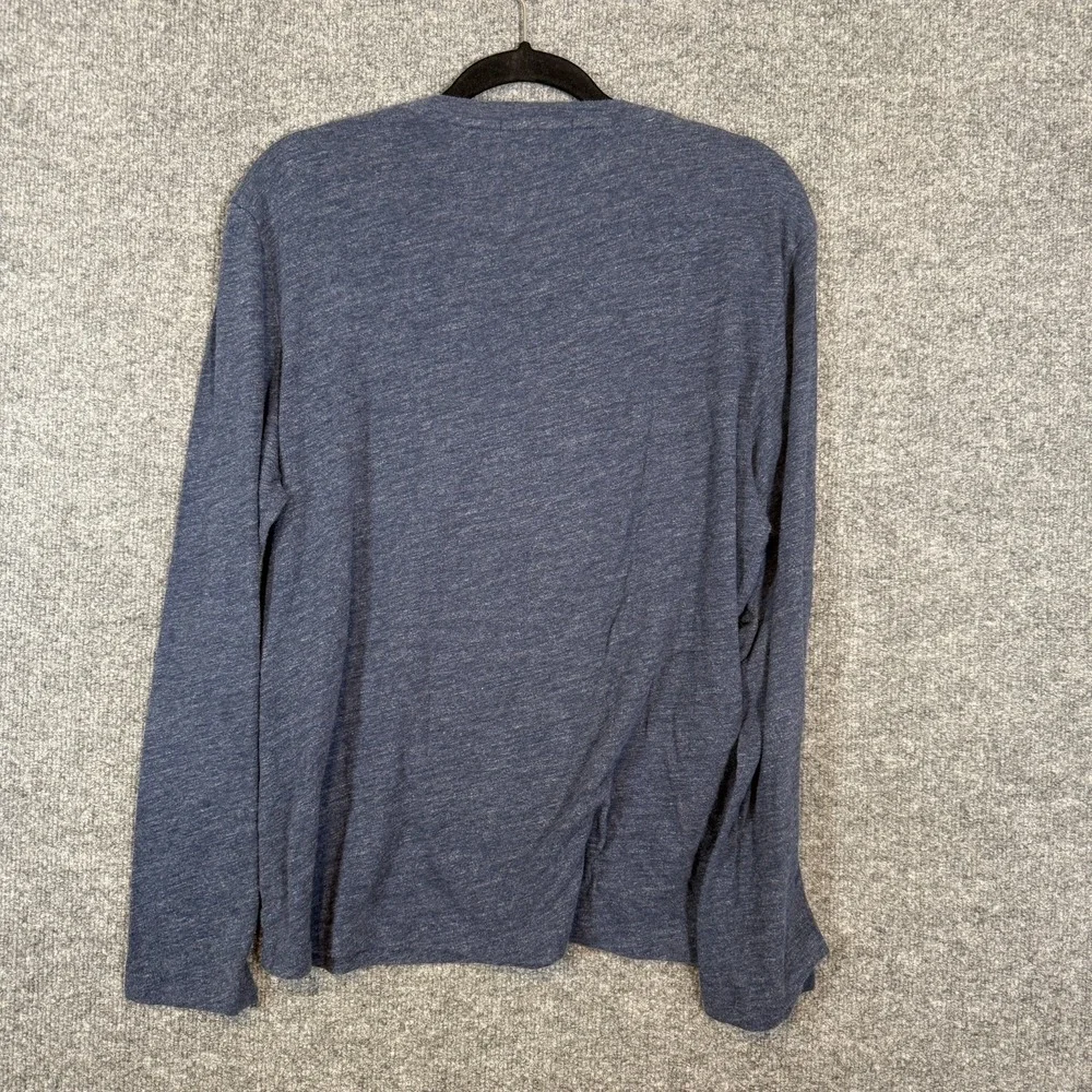 Banana Republic Shirt Mens Medium Blue Long Sleeve‎ Henley Moisture Wicking